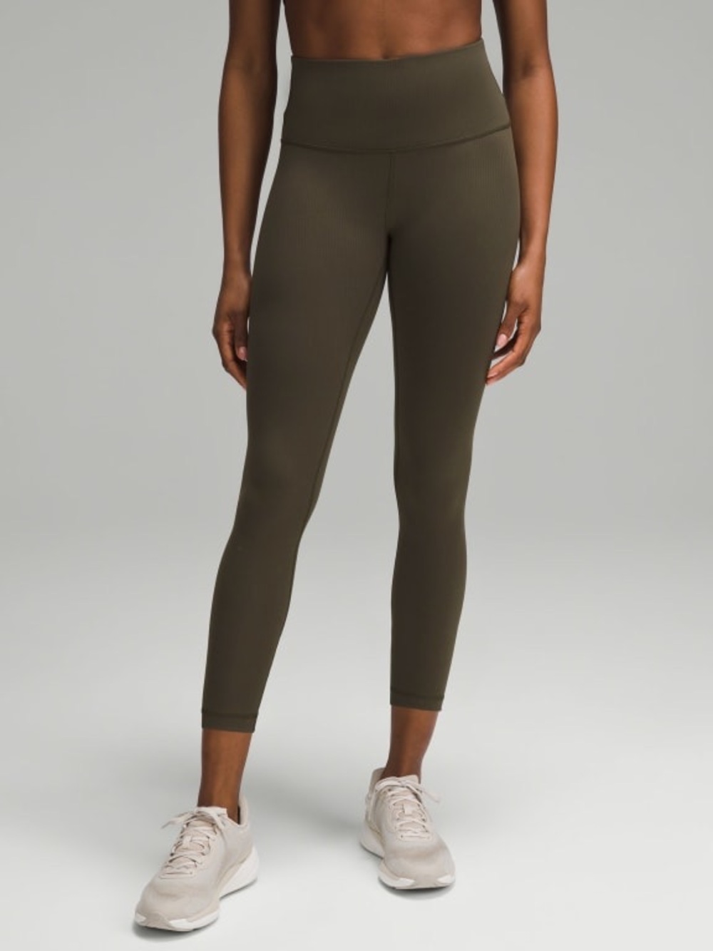 LULULEMON Wunder Train Ribbed High-Rise Tight 25" Dark Olive Size 8